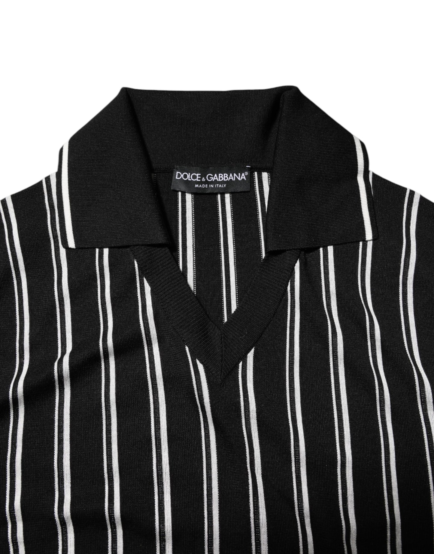 Polo à col à rayures noires et blanches Dolce &amp; Gabbana