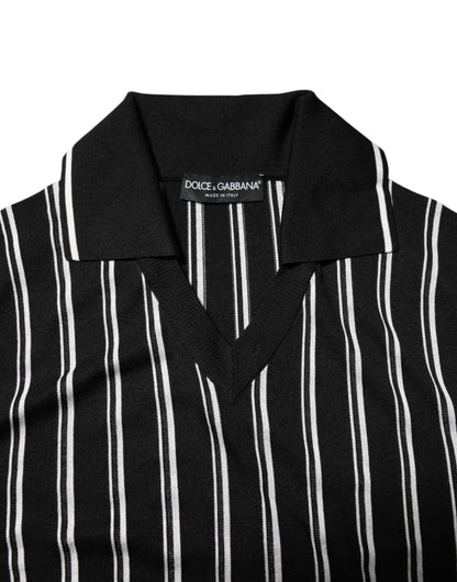 Polo à col à rayures noires et blanches Dolce &amp; Gabbana