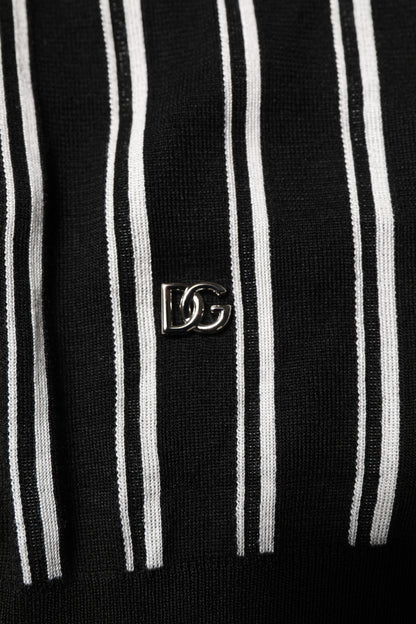 Polo à col à rayures noires et blanches Dolce &amp; Gabbana