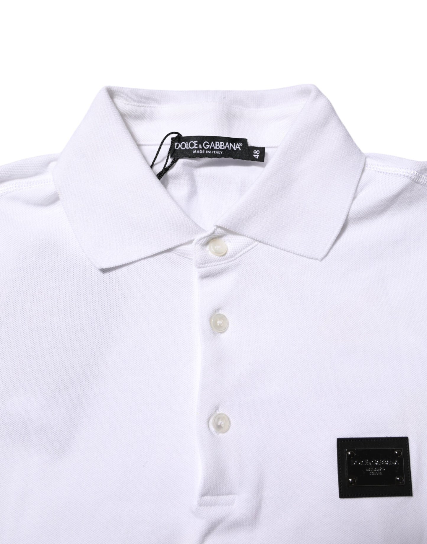 Polo à manches courtes et col avec logo blanc Dolce &amp; Gabbana
