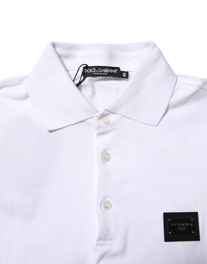 Polo à manches courtes et col avec logo blanc Dolce &amp; Gabbana