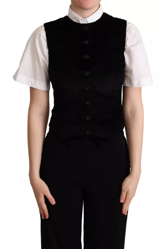 Dolce &amp; Gabbana Black Brown Leopard Print Waistcoat Vest
