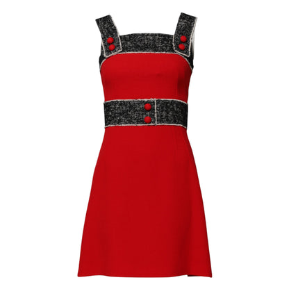 Robe courte évasée trapèze sans manches en laine rouge Dolce &amp; Gabbana