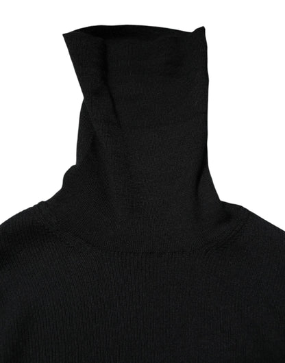 Mini-robe noire à manches longues et col roulé Dolce &amp; Gabbana