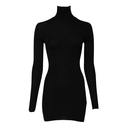 Mini-robe noire à manches longues et col roulé Dolce &amp; Gabbana
