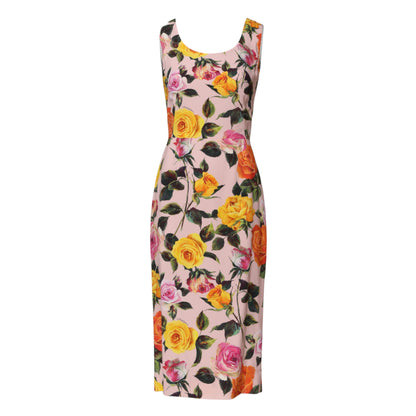 Robe fourreau à fleurs multicolores longueur genou Dolce &amp; Gabbana