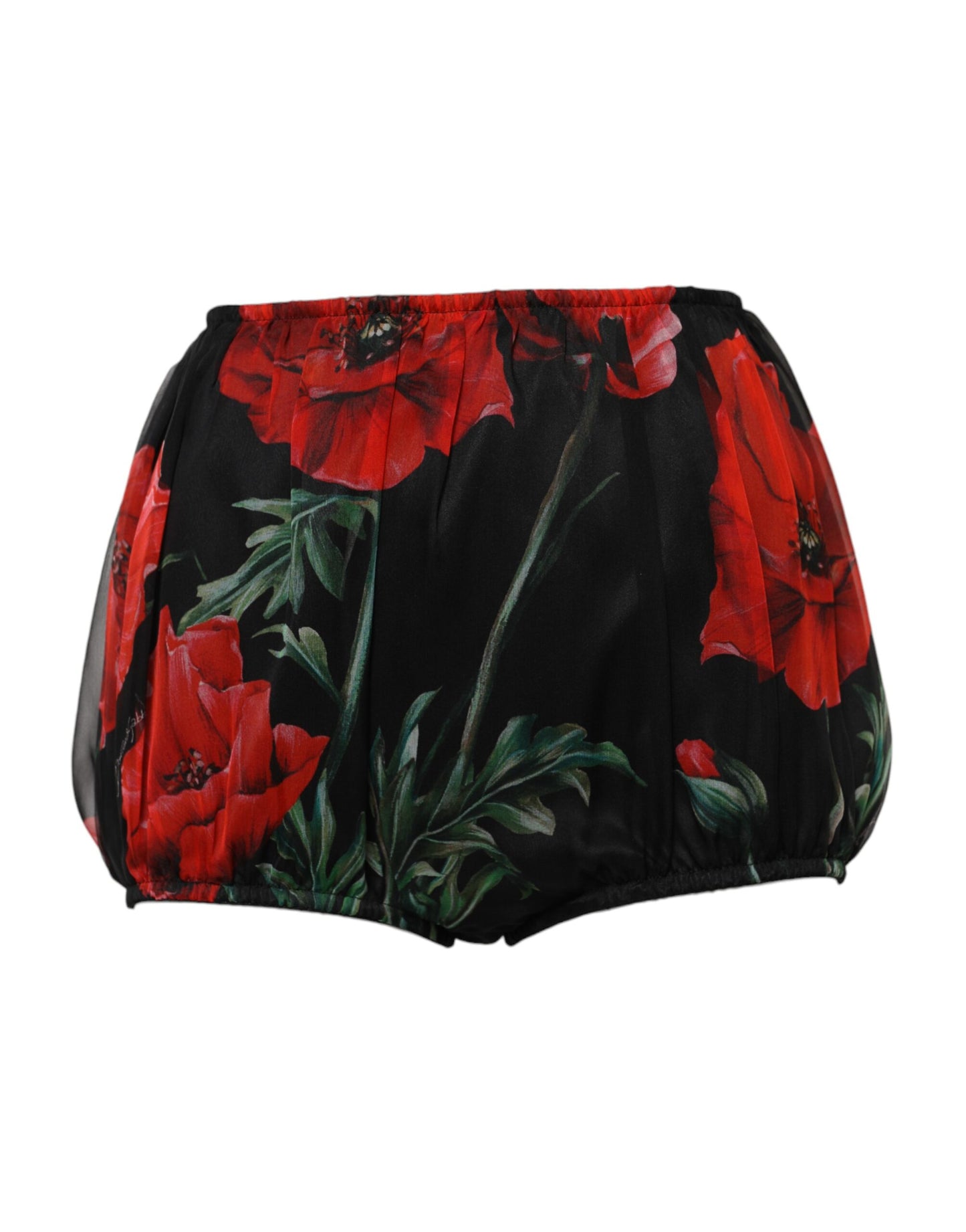 Dolce &amp; Gabbana Black Floral High Waist Women Hot Pants Shorts