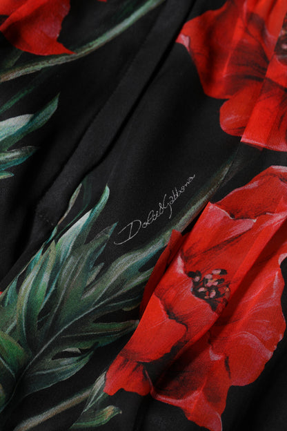 Dolce &amp; Gabbana Black Floral High Waist Women Hot Pants Shorts