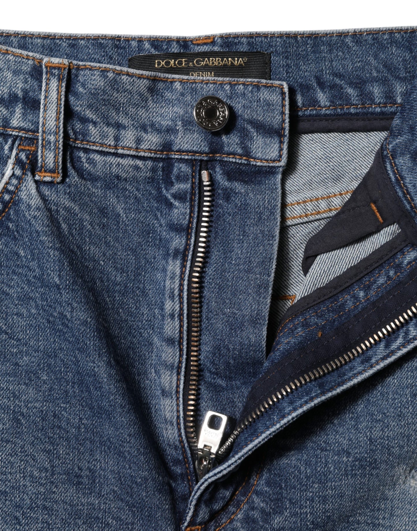 Dolce &amp; Gabbana Blue Tattered Denim Cotton Hot Pants Shorts
