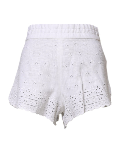 Short taille haute en lin blanc Dolce &amp; Gabbana