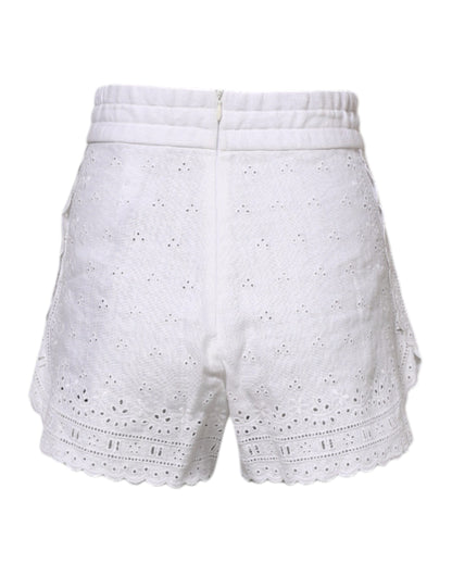 Short taille haute en lin blanc Dolce &amp; Gabbana