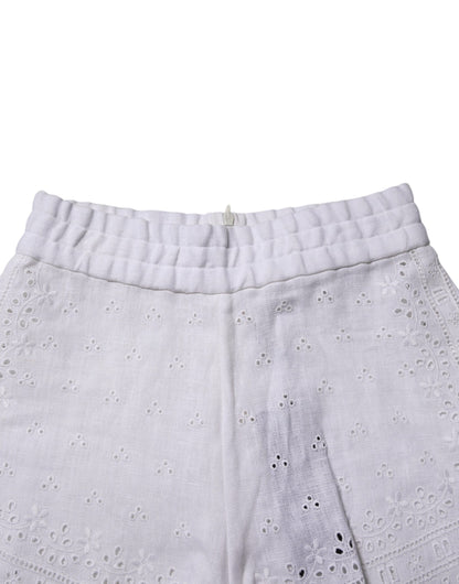 Short taille haute en lin blanc Dolce &amp; Gabbana