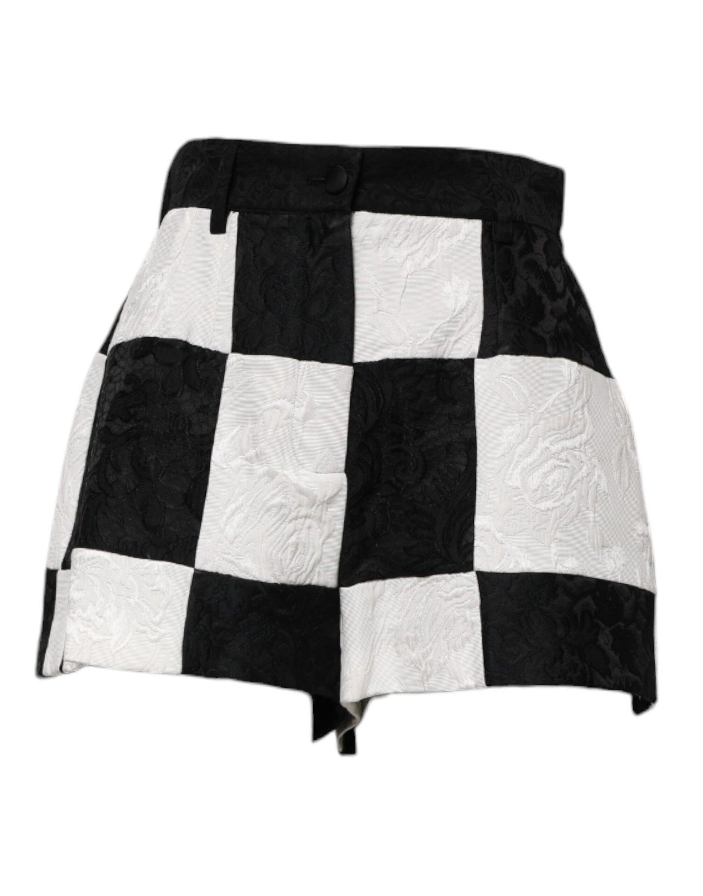 Dolce &amp; Gabbana Black White Floral Brocade Hot Pants Shorts