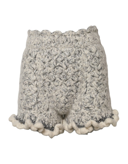Dolce &amp; Gabbana Metallic Bouclé Knit Cashmere Ruffled Shorts