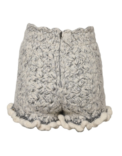 Dolce &amp; Gabbana Metallic Bouclé Knit Cashmere Ruffled Shorts