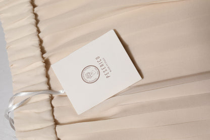 Jupe midi plissée taille haute en polyester beige Peserico