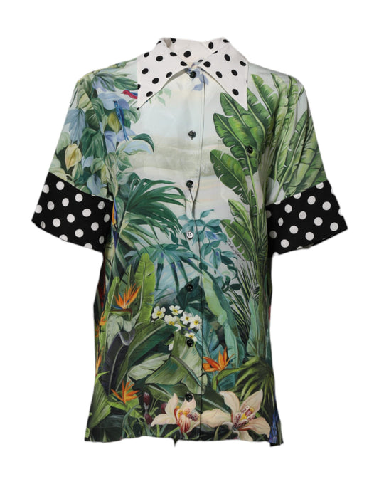 Dolce &amp; Gabbana Haut chemise à col en soie imprimée multicolore