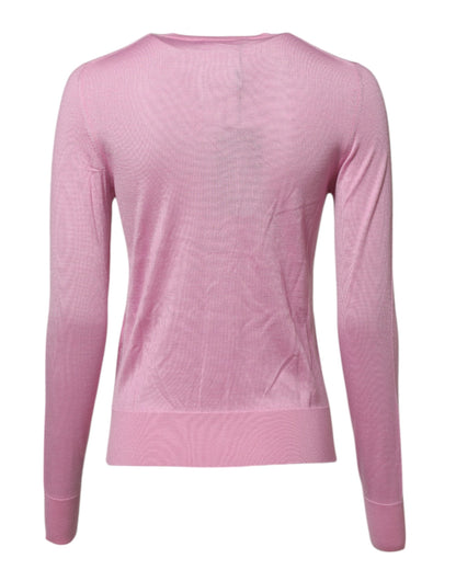 Dolce &amp; Gabbana Pink Floral Detailing Cardigan Sweater
