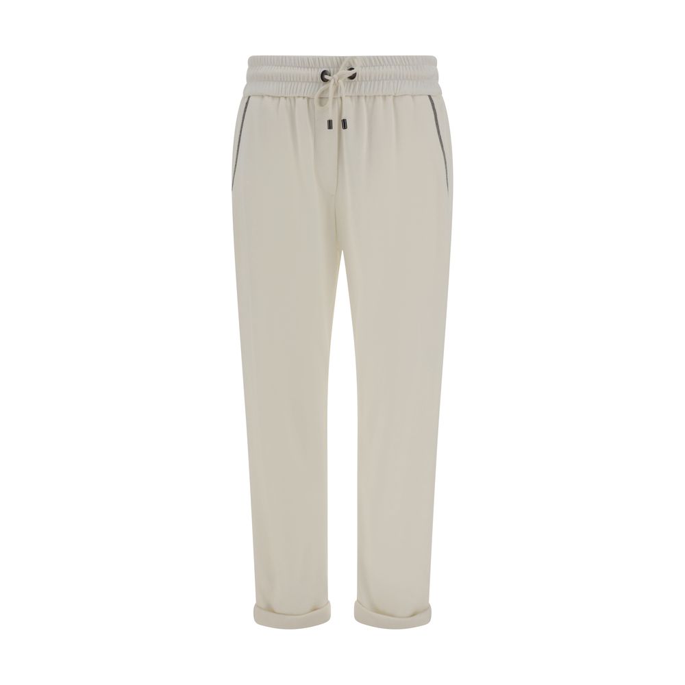 Brunello Cucinelli Embellished Cotton Pants With Jewels