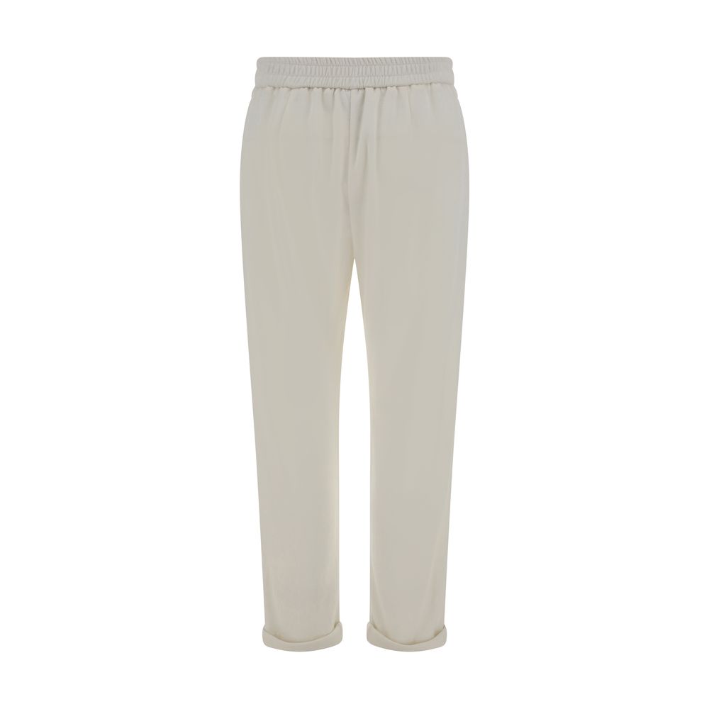 Brunello Cucinelli Embellished Cotton Pants With Jewels