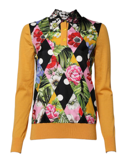 Dolce &amp; Gabbana Multicolor Floral Long Sleeves Polo Top
