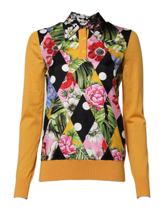 Dolce &amp; Gabbana Multicolor Floral Long Sleeves Polo Top