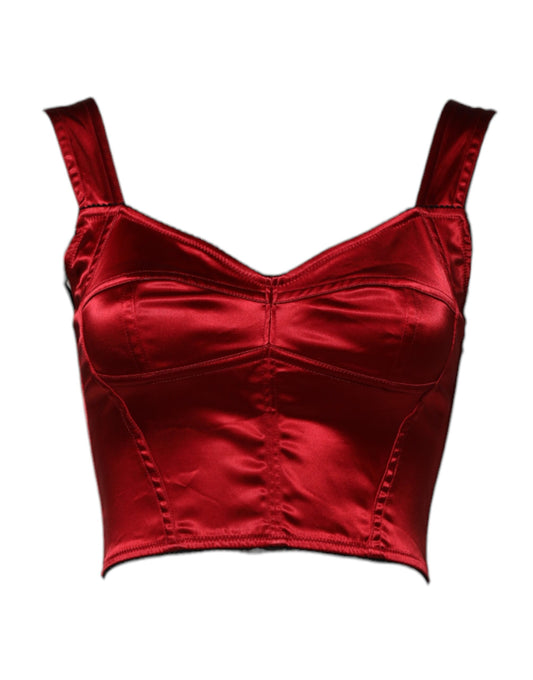 Dolce &amp; Gabbana Red Bustier Sleeveless Corset Cropped Top