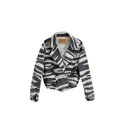Blazer rétro en coton noir et blanc