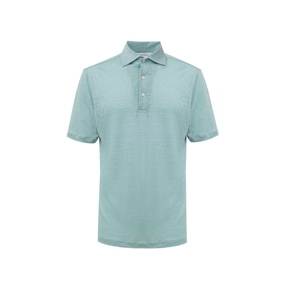 Polo en lin bleu Gran Sasso