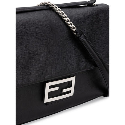 Sac à bandoulière en cuir noir Fendi