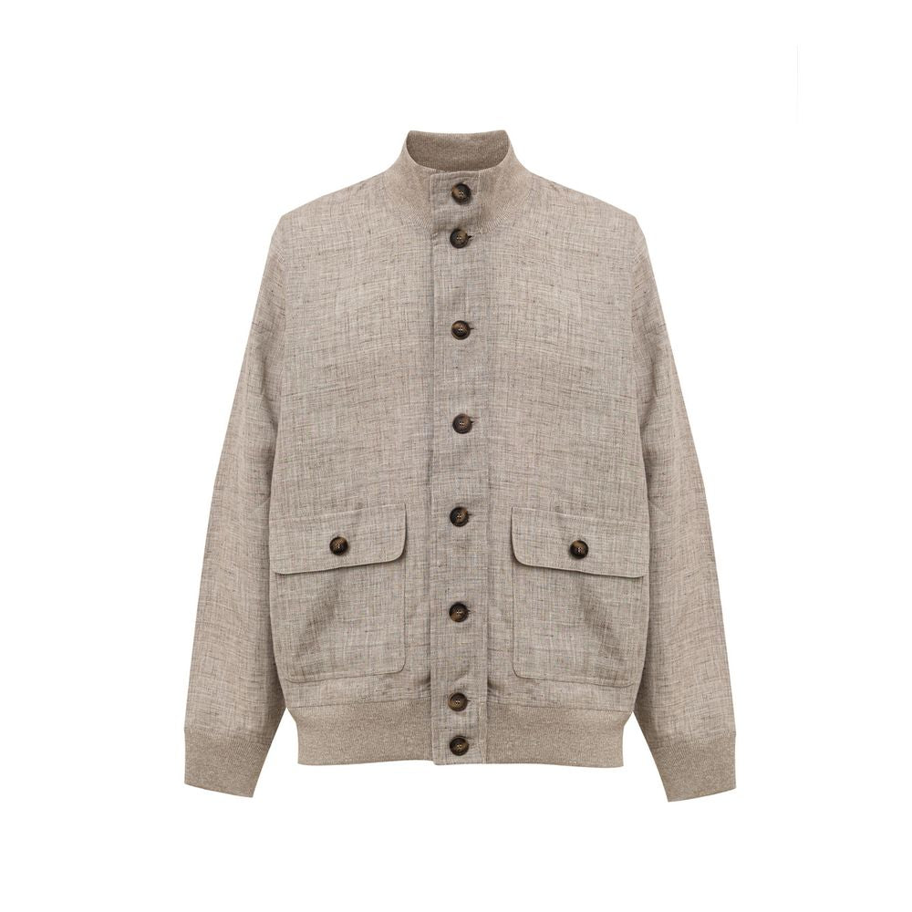 Gran Sasso Beige Linen Jackets &amp; Coat