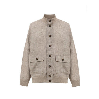 Gran Sasso Beige Linen Jackets &amp; Coat