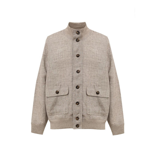 Gran Sasso Beige Linen Jackets &amp; Coat