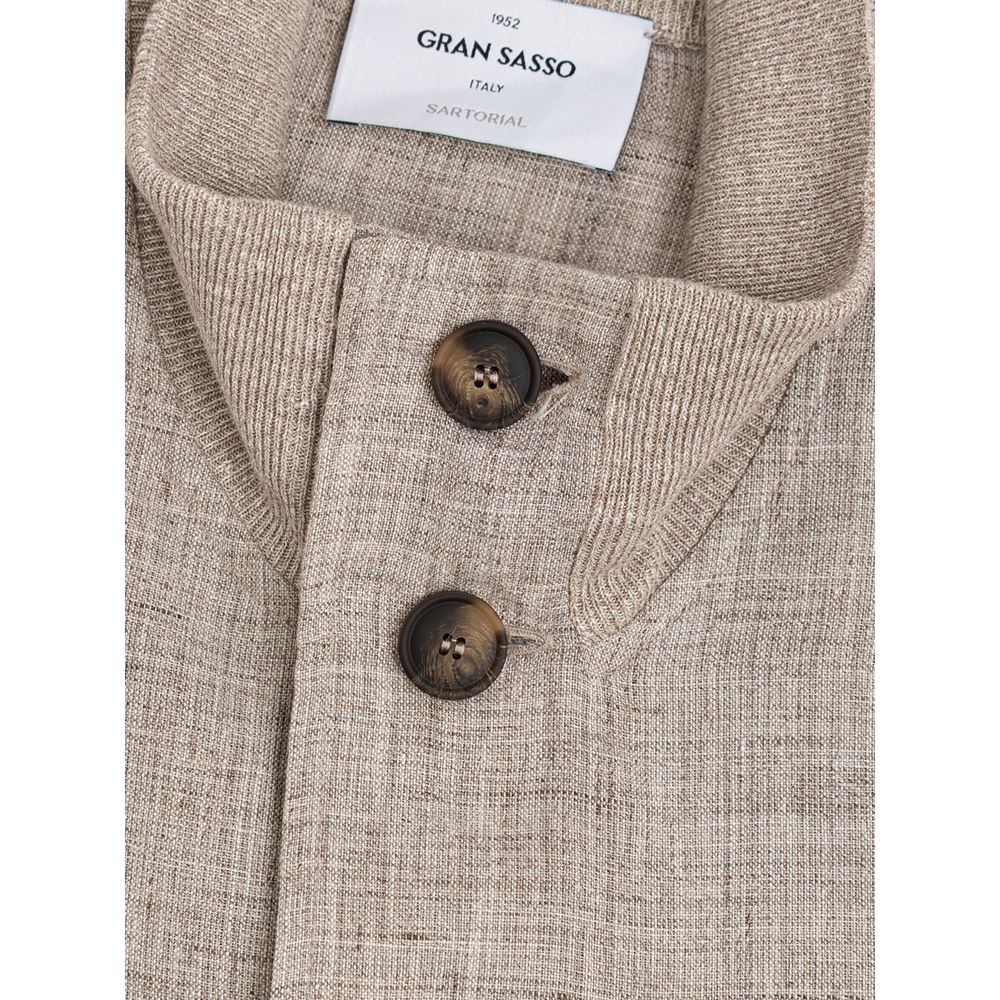 Gran Sasso Beige Linen Jackets &amp; Coat