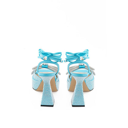 MACH & MACH Blue Leather Platform by MACH & MACH