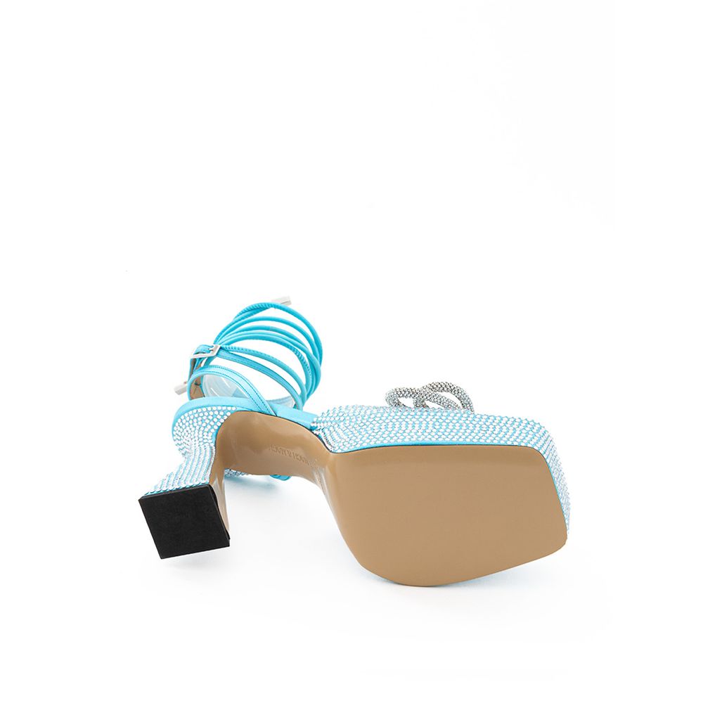 MACH & MACH Blue Leather Platform by MACH & MACH