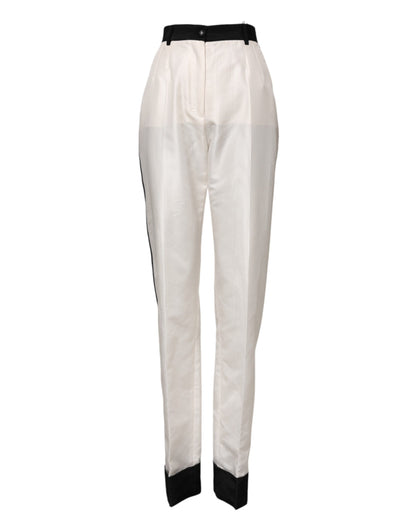 Dolce &amp; Gabbana White High Waist Straight Dress Trouser Pants
