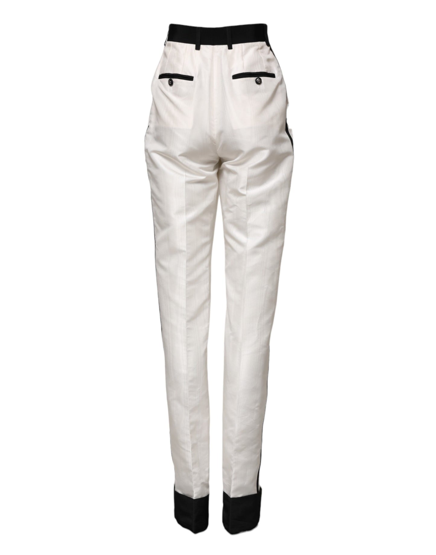 Dolce &amp; Gabbana White High Waist Straight Dress Trouser Pants