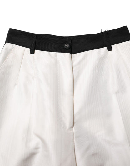 Dolce &amp; Gabbana White High Waist Straight Dress Trouser Pants