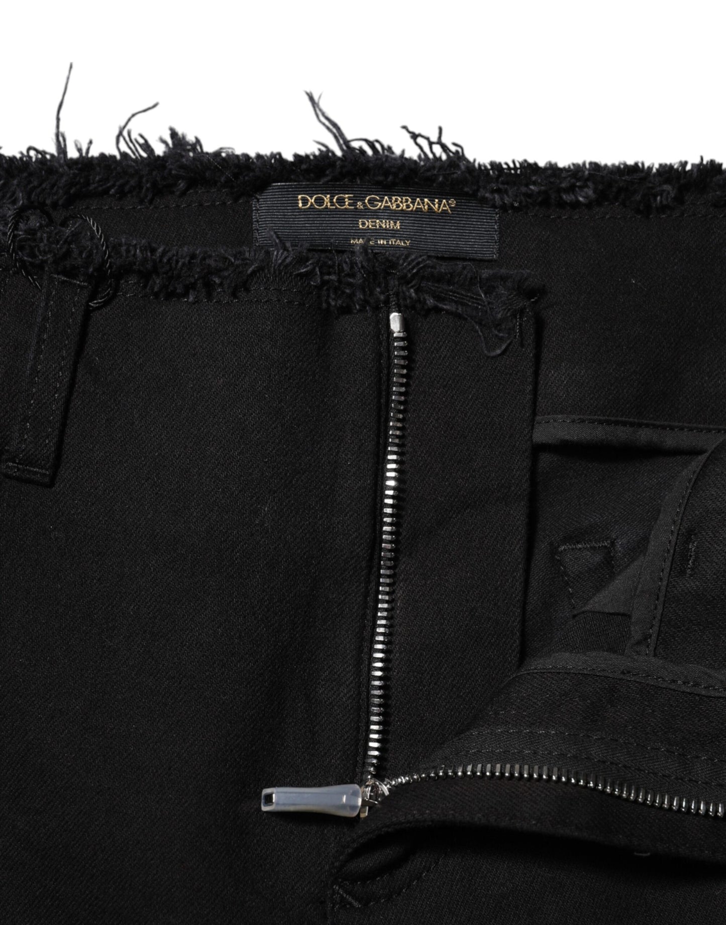 Dolce &amp; Gabbana Black Cotton Mid Waist Flared Denim Jeans