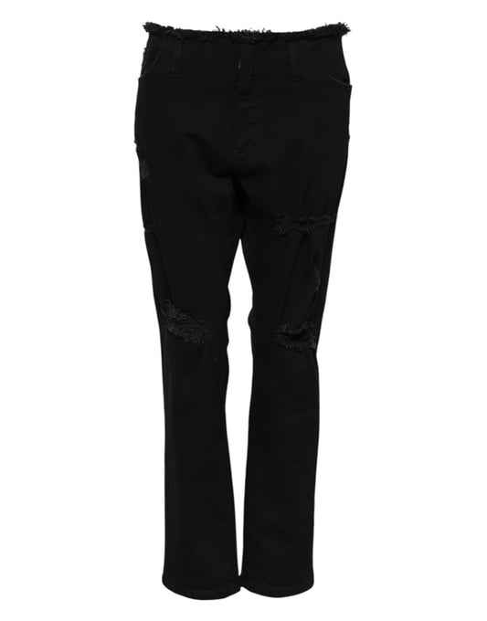 Dolce &amp; Gabbana Black Cotton Mid Waist Flared Denim Jeans