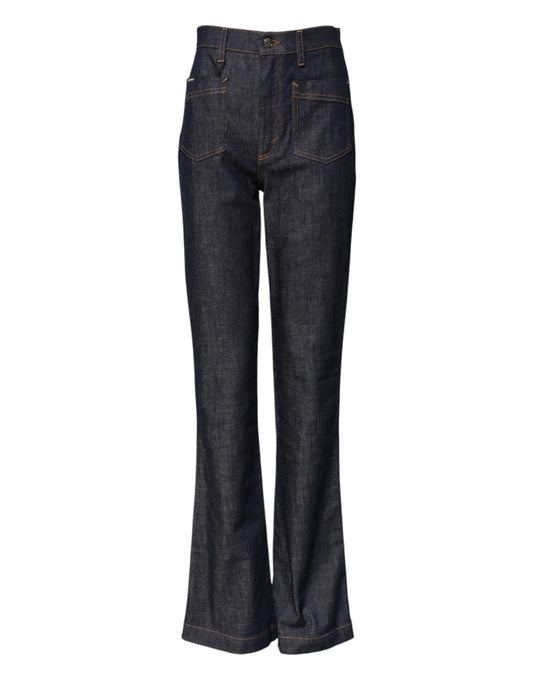 Dolce & Gabbana Blue Cotton High Waist Flared Denim Jeans