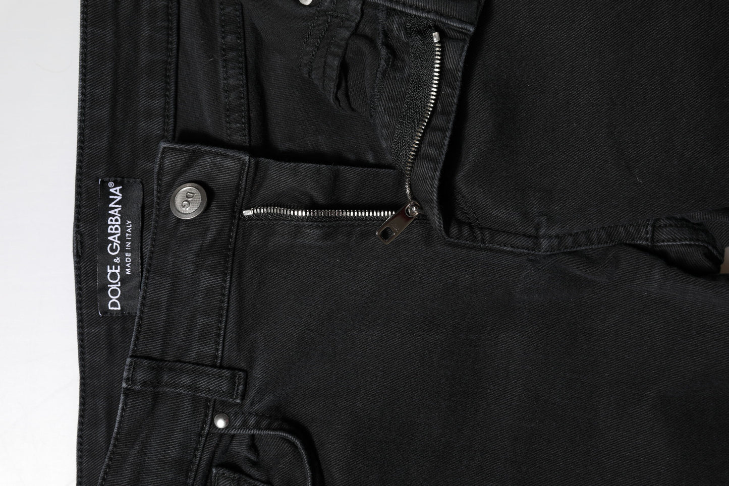 Dolce &amp; Gabbana Black Cotton Mid Waist Skinny Denim Jeans