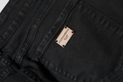 Dolce &amp; Gabbana Black Cotton Mid Waist Skinny Denim Jeans
