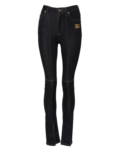 Dolce &amp; Gabbana Blue Cotton High Waist Skinny Denim Jeans