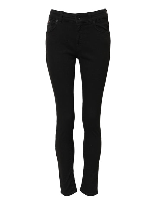 Dolce &amp; Gabbana Black Cotton Skinny Mid Waist Denim Jeans
