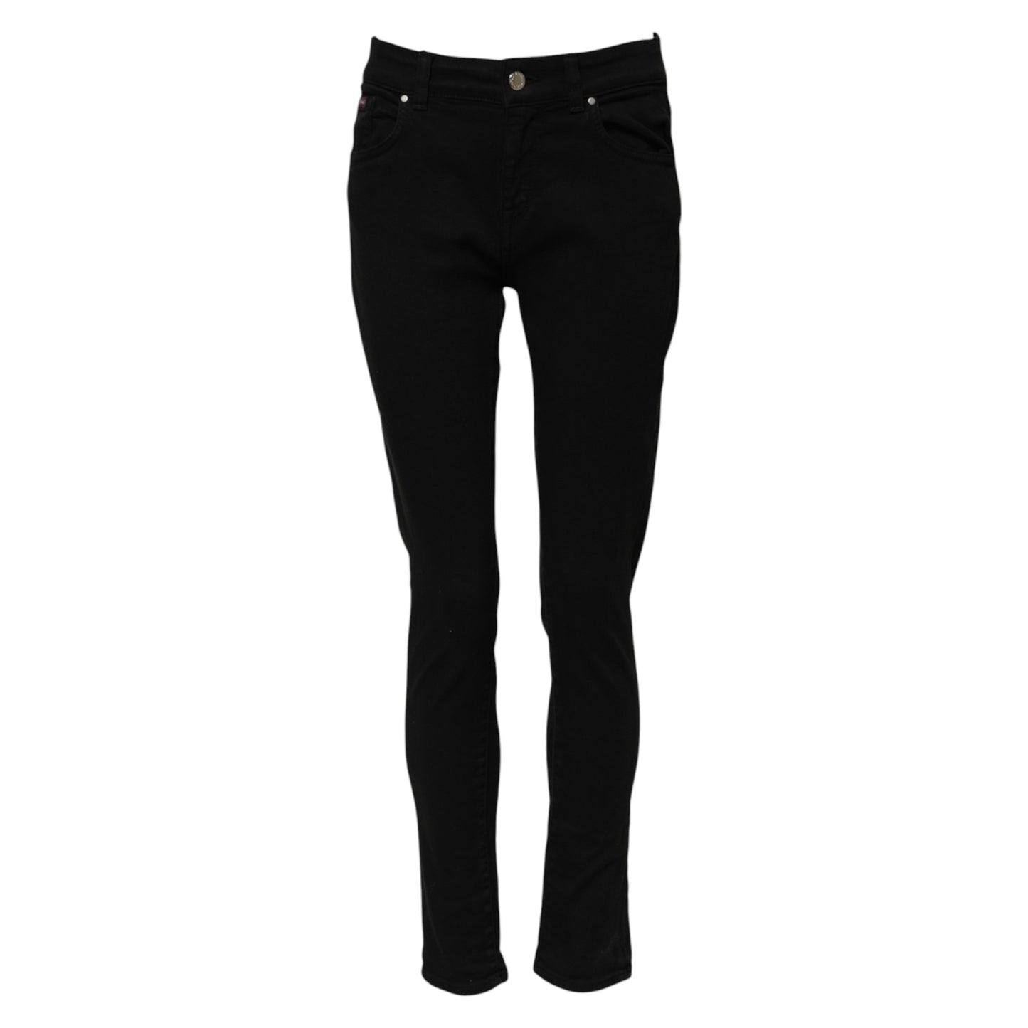 Dolce &amp; Gabbana Black Cotton Logo Skinny Mid Waist Denim Jeans