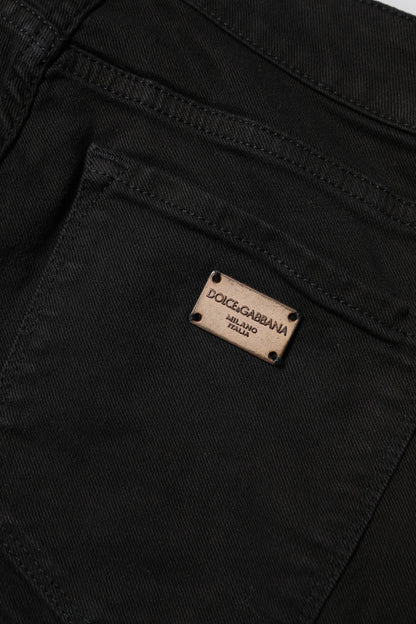 Dolce &amp; Gabbana Black Cotton Skinny Mid Waist Denim Jeans