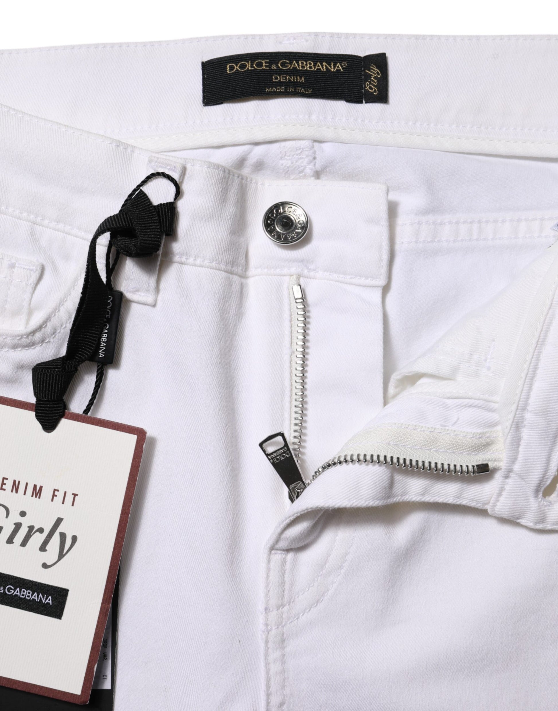 Dolce & Gabbana White Floral Embroidery GIRLY Denim Jeans by Dolce & Gabbana
