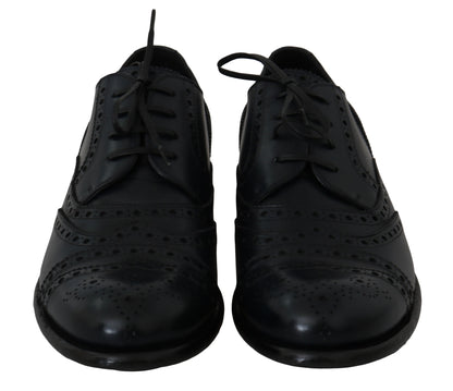 Chaussures Derby élégantes à bout golf en cuir bleu Dolce &amp; Gabbana